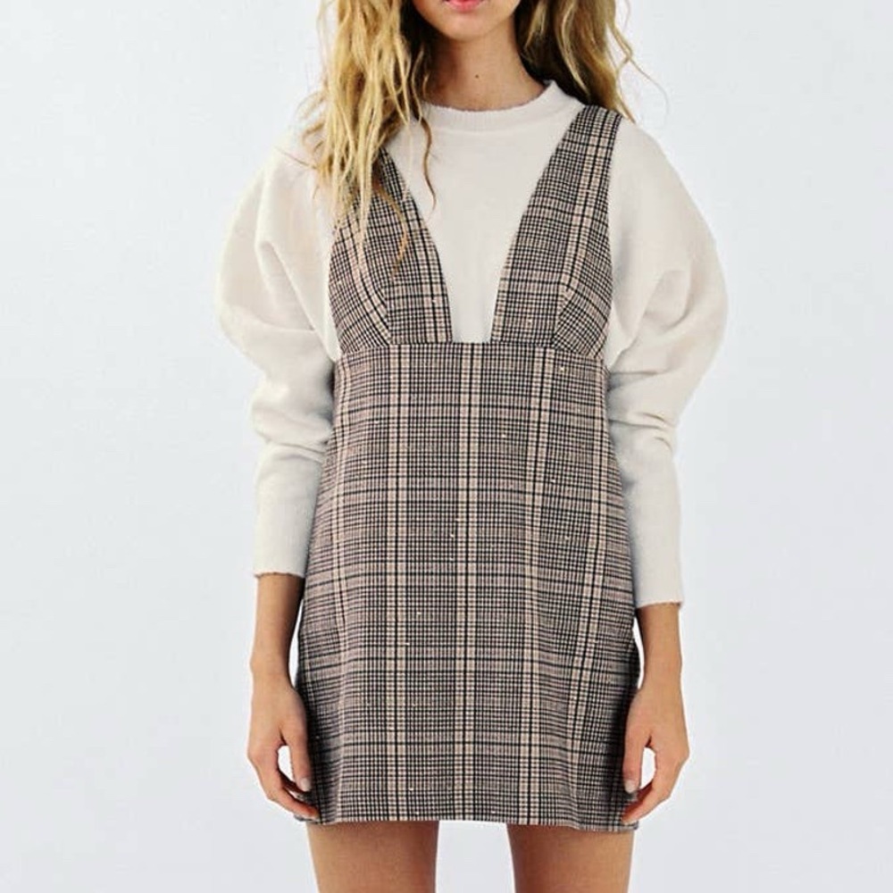Zara Plaid Pinafore Dress